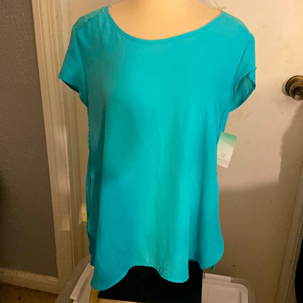 New Decree teal medium back lace yoke. Sheer